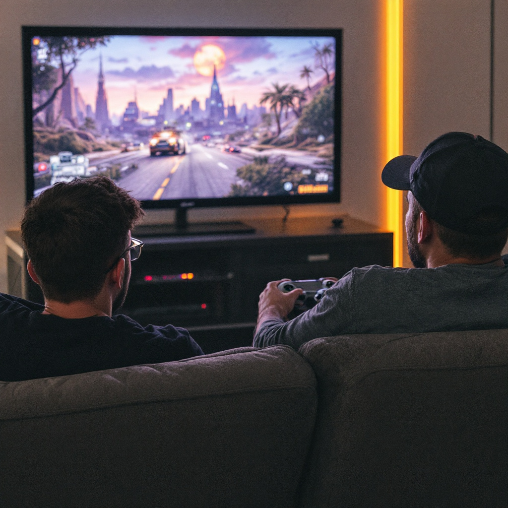 Two men playing video games