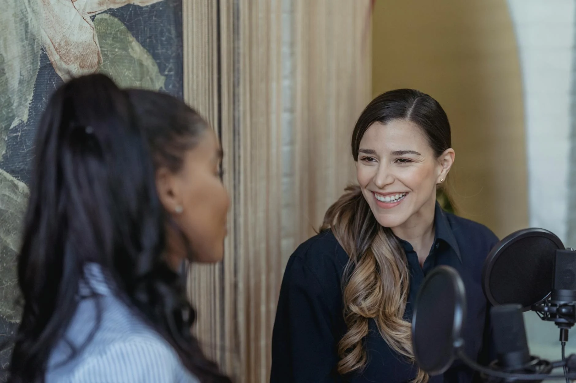 Two girls talking