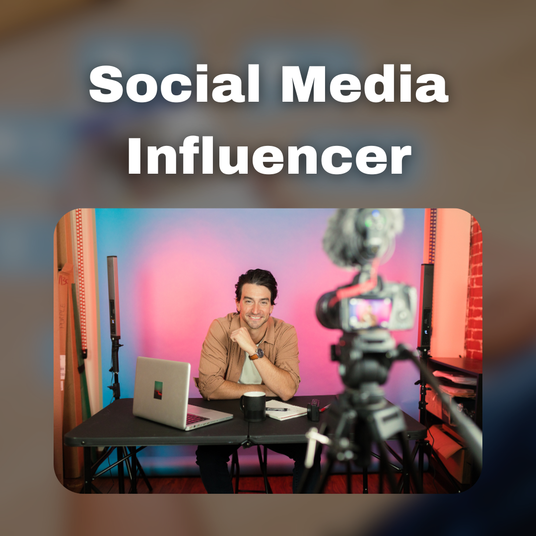 social media influencer with a man and gadgets